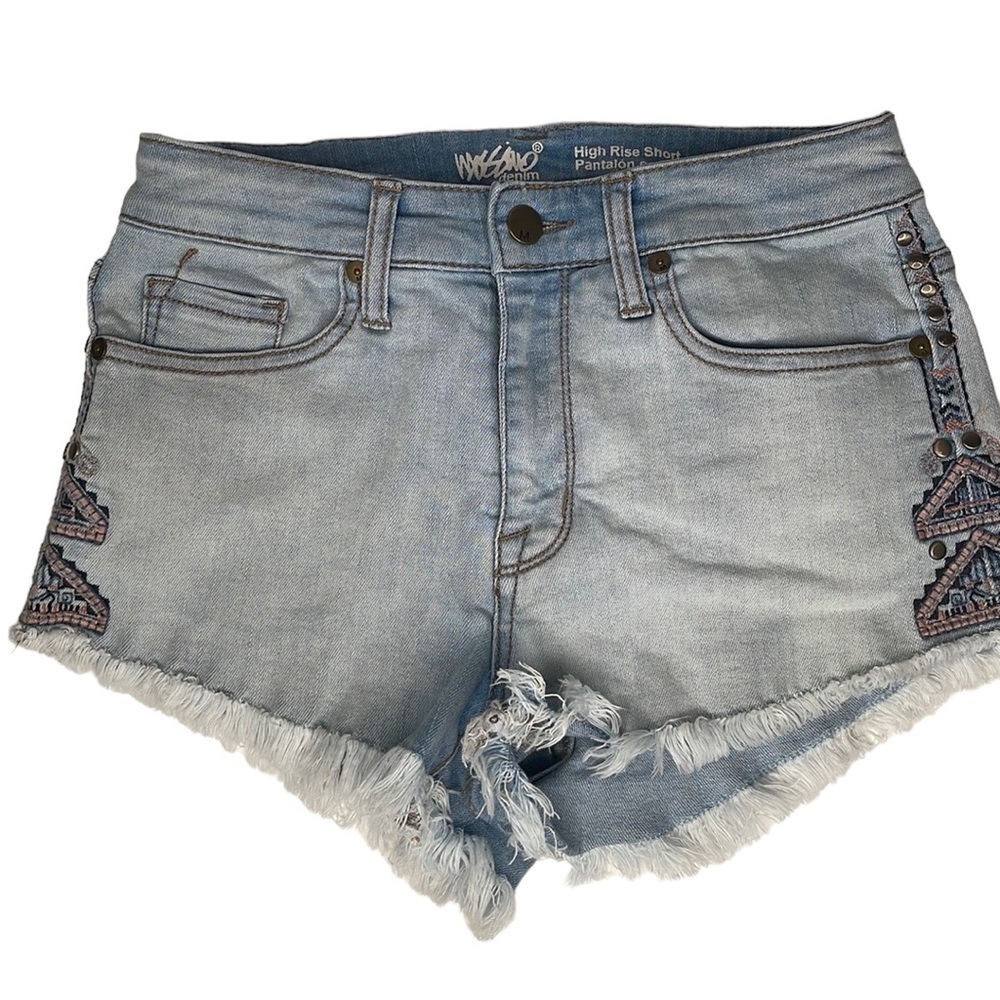 Mossimo High Rise Jean Short Embroidered Bohemian Style - Picture 16 of 16